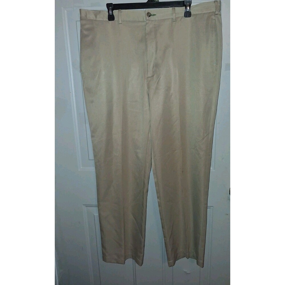 Vintage 90's Tommy Hilfiger Embroidered Crest Pants 38x30 Flat Front Khaki